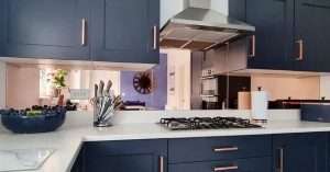 copper mirror splashback