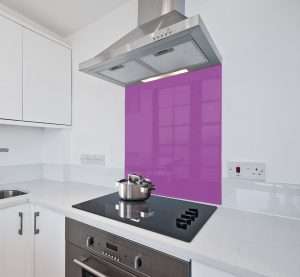 purple glass splashback